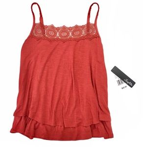Leighton Lace Trim Ruffle Cami Orange Rust Medium